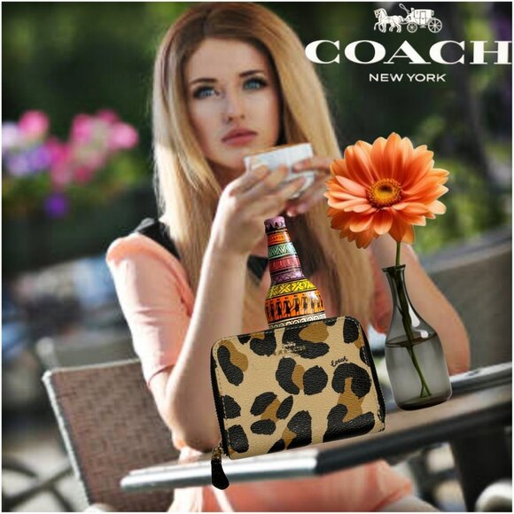 Coach Leopard Design Printed Leather Wallet - Picture 1 of 7